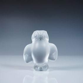 Sevres Cristal France Frosted Glass Owl Figurine