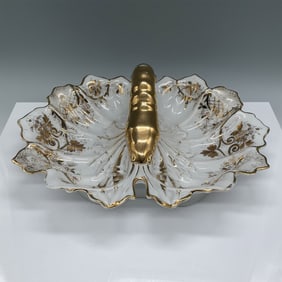 Antique Porcelain Divided Dish with Gilded Handle