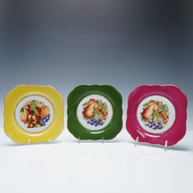 3pc M&R France Hand-Painted Fruit Motif Plates