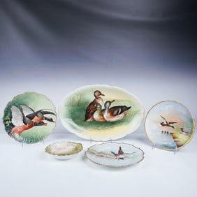 5pc Limoges China Plates, Signed