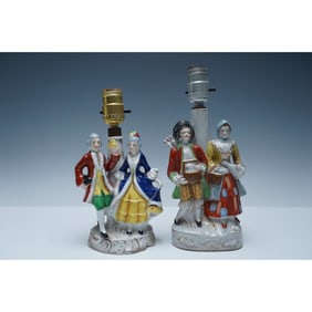 2pc Occupied Japan Porcelain Figural Table Lamps