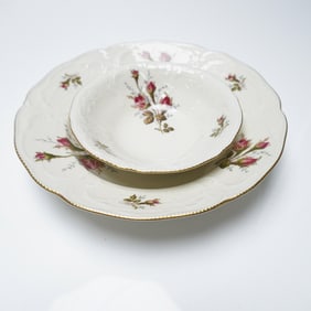 2pc Rosenthal Moss Rose Rim Soup and Cereal Bowls