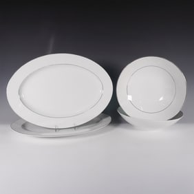 4pc Crown Empire Fine China Serving Trays and Bowls, Princess