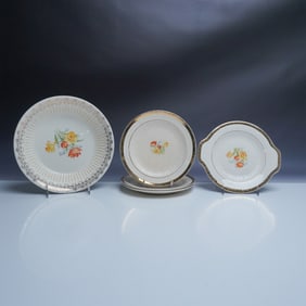 5pc Royal China Porcelain Floral Bowl and Plate Set