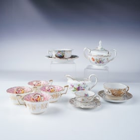 12pc Mixed China Tea Set with Rosenthal Sugar Bowl