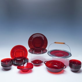 20pc Vintage Ruby Glass Dinnerware Set