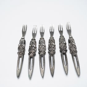 6pc Vintage Ornate Metal Hors d'Oeuvre Forks