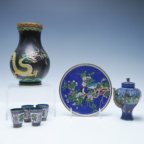7pc Chinese Cloisonne Enamelware Collection