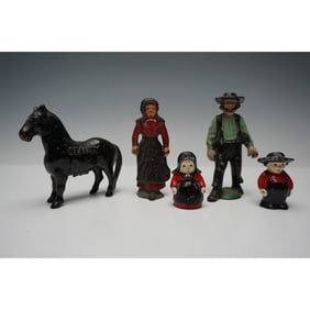 5pc Amish Cast Iron Figurine Set