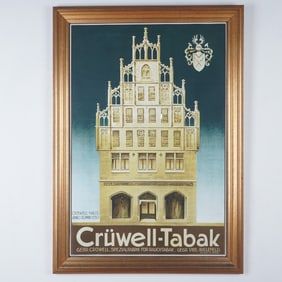 Cruwell-Tabak Color Lithograph Advertising Poster Depicting Cruwell-Haus