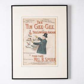 Antique Lithograph on Paper, Victorian Sheet Music The Tin Gee-Gee