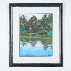 Kim Beck, Original Pastel on Paper, Cobalt Reflections, Signed