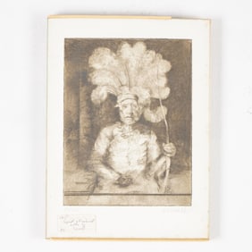 Lithograph by Cornell, Seated Figure with Headdress, Signed and Numbered