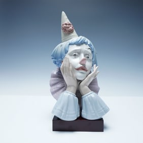 Lladro Porcelain Bust, Jester 1005129 + Base