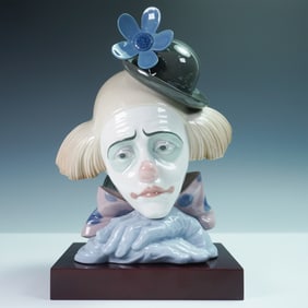 Lladro Porcelain Bust, Pensive Clown 1005130