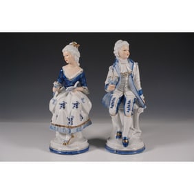Set of 2 Ardco Blue and White Porcelain Figurines