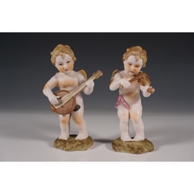2pc Ardalt Porcelain Hand Painted Angel Figurines
