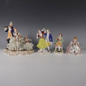4pc Japanes and German Porcelain Lace Figurines