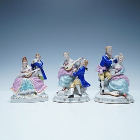 3pc Maruyama Occupied Japan Porcelain Figurines