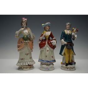3pc Occupied Japan Rococo Porcelain Figurines