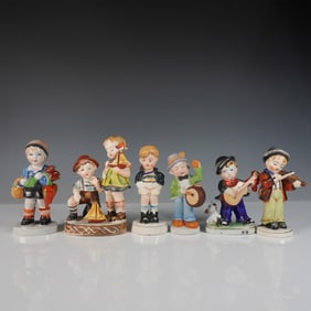 6pc Vintage Occupied Japan Porcelain Figurines, Children and Musicians