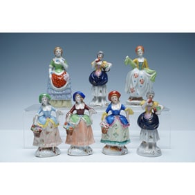 7pc Occupied Japan Porcelain Lady Figurines Collection