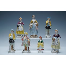 8pc Porcelain Hand Painted Figurines, Made in Japan