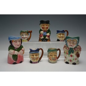 7pc Vintage Japanese Figural Character Jugs