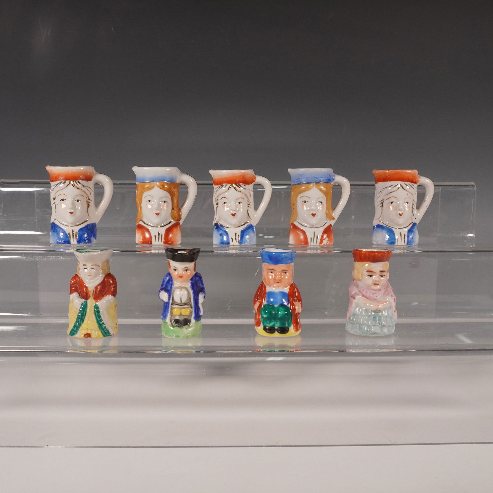 9pc Occupied Japan Miniature Porcelain Toby and Character Jugs (1 of 3)