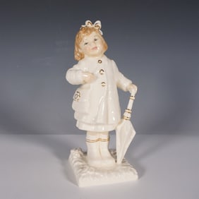 Royal Doulton Ivory and Gold Figurine, After The Rain HN4226