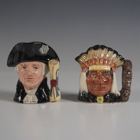 2pc Royal Doulton President & Native American Jugs