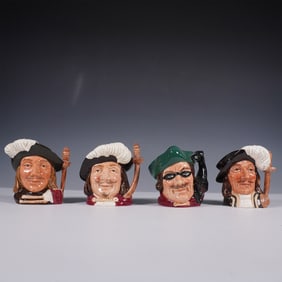 4pc Royal Doulton Character Jugs, Three Musketeers and Dick Turpin
