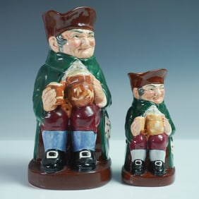 2pc Royal Doulton 'Old Charlie' Toby Jugs - Large D6030 and Small D6069