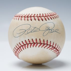 Pete Rose Autographed Baseball and Photo Display