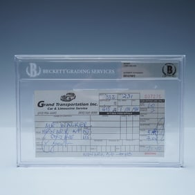 Larry Walker Signed Limousine Receipt, Beckett Encapsulated