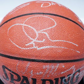 1995 Miami Heat Team-Signed Spalding NBA Basketball with Display Case & COA