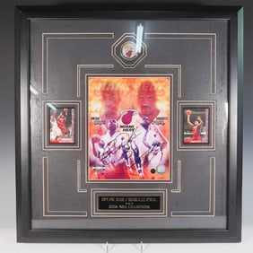 Limited Edition Framed Miami Heat Autographed Display, Wade and O'Neal 2006