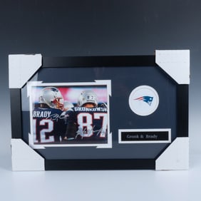 Brady & Gronkowski Patriots Signed Framed Photo Plaque w/COA