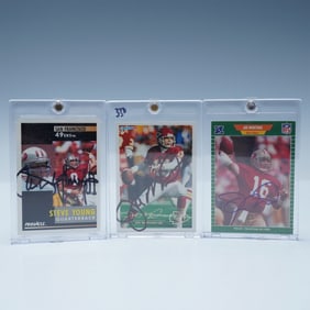 3pc Autographed Steve Young & Joe Montana Trading Cards