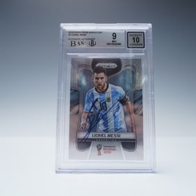 2018 Panini Prizm World Cup Lionel Messi Signed Card - Beckett Graded 9