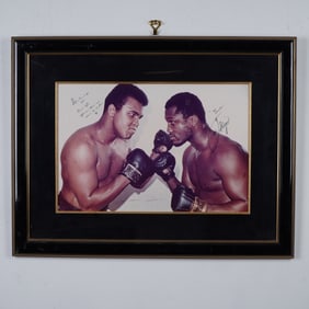 Muhammad Ali & Joe Frazier Signed Boxing Photo, COA