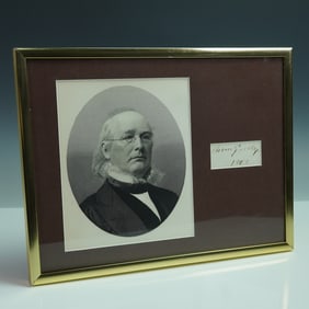 Horace Greeley Signed Cut with Portrait, Dated 1868