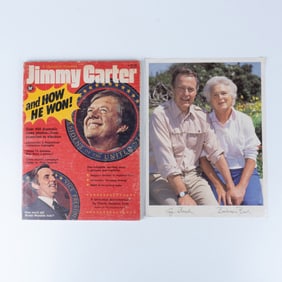 2pc Jimmy Carter Documentary Book George Bush Photo