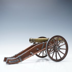 Louis XIV Ornate Cannon Model with Wood and Metal Construction
