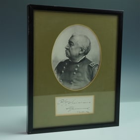 Philip H. Sheridan Signed Military Portrait Display