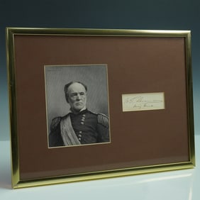 W.T. Sherman Signed Cut with Portrait Engraving