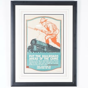 Framed WWII Railroad Recruitment Poster