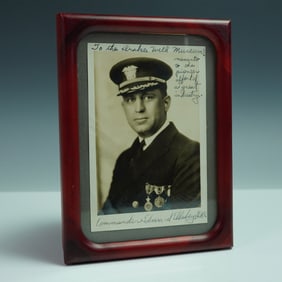 Framed Photo of Commander Edward Ellsberg, Signed Dedication