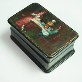 Russian Lacquer Box Hand-Painted Tea Scene (1 of 7)