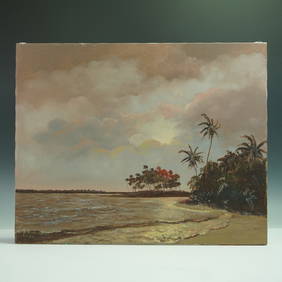 Shirley Hood Loeffler, Original Oil on Canvas, Florida Coast Scene, Signed (1 of 4)